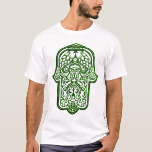 Hamsa (緑)のHenna手 Tシャツ