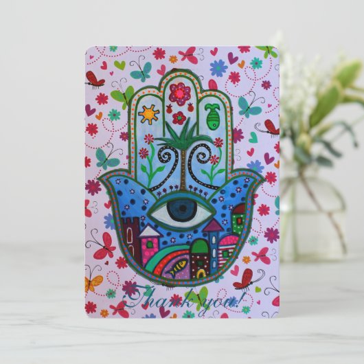 HAMSA B'NOT B'NAIのバーのバルミツワーのサンキューカード サンキューカード (スタンド正面)