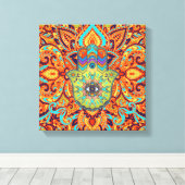 Hamsa Hand カラフル - Hand of Fatima キャンバスプリント (インサイチュ (ウッドフロア))