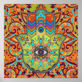 Hamsa Hand カラフル - Hand of Fatima ポスター (正面)