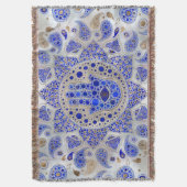 Hamsa Hand – 真珠の母にファティマの手 スローブランケット (正面縦)