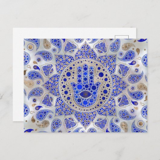 Hamsa Hand – 真珠の母にファティマの手 ポストカード (正面/裏面)