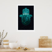 Hamsa Hand Art Print Spiritual Meditation Home ポスター (キッチン)