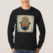 Hamsa Hand Eye Illustration Lucky Unique Palm Wome Tシャツ (正面)