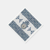 Hamsa Hand - Hand of Fatima blue wood スタンダードカクテルナプキン (角)