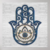 Hamsa Hand - Hand of Fatima blue wood ポスター (正面)