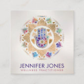 Hamsa Hand -Hand of Fatima in Lotus mandala スクエア名刺 (正面)