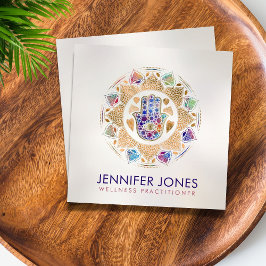 Hamsa Hand -Hand of Fatima in Lotus mandala スクエア名刺