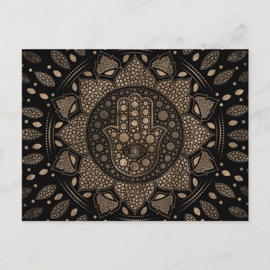 Hamsa Hand -Hand of Fatima in Lotus mandala ポストカード (正面)