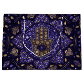 Hamsa Hand -Hand of Fatima in Lotus mandala ラージペーパーバッグ (正面)