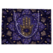 Hamsa Hand -Hand of Fatima in Lotus mandala ラージペーパーバッグ (裏面)