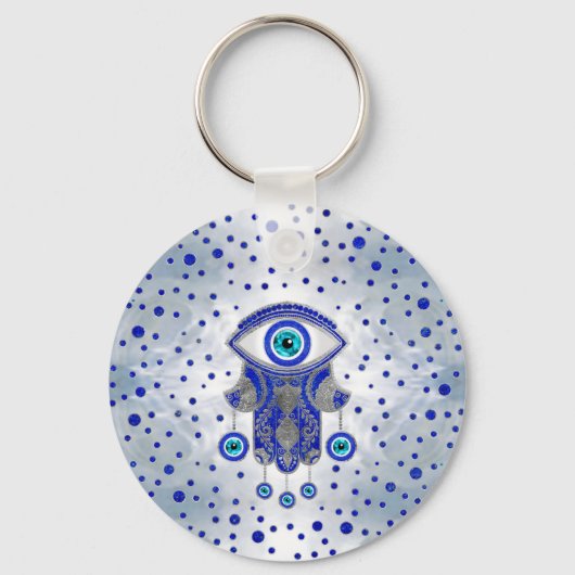 Hamsa Hand -Hand of Fatima Lapis Lazuli and Silver キーホルダー (正面)