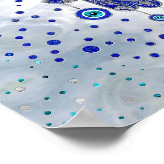 Hamsa Hand -Hand of Fatima Lapis Lazuli and Silver ポスター (角)