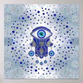 Hamsa Hand -Hand of Fatima Lapis Lazuli and Silver ポスター (正面)
