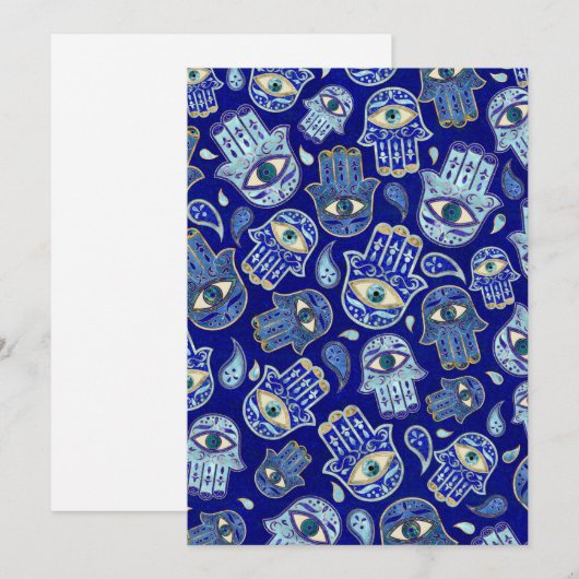 Hamsa Hand - Hand of Fatima pattern Blue Minerals シーズンカード (正面/裏面)