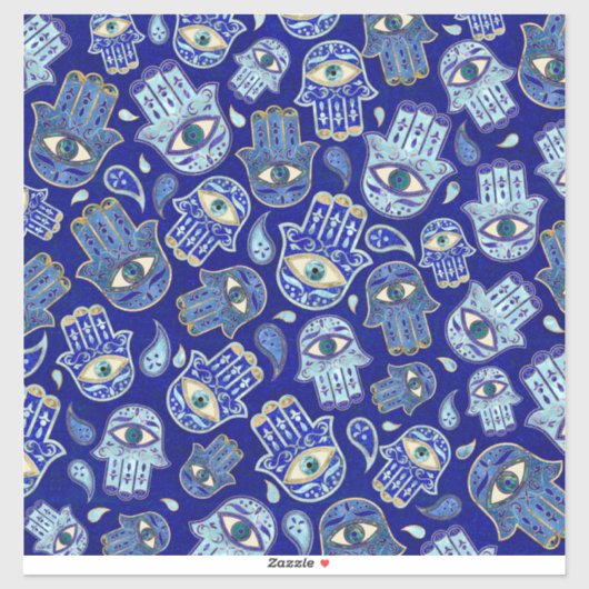 Hamsa Hand - Hand of Fatima pattern Blue Minerals シール (シート)