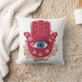 Hamsa Hand_Magenta_Cream枕 クッション (ブランケット)