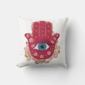Hamsa Hand_Magenta_Cream枕 クッション (正面)