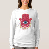 Hamsa Hand_Magenta_Cream Tシャツ (正面)