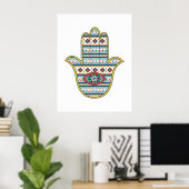 HAMSA Hand of Fatima symbol amulet, tribal アステカ ポスター (ホームオフィス)
