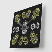 Hamsa Hand Protection Art スクエア壁時計 (傾斜)