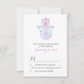 Hamsa Hand Purple and Blue Wedding RSVP (正面)