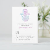 Hamsa Hand Purple and Blue Wedding RSVP (スタンド正面)