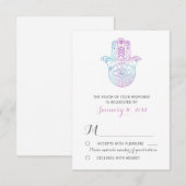 Hamsa Hand Purple and Blue Wedding RSVP (正面/裏面)