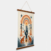 Hamsa Hand with Evil Eye – Protective and Stylish  吊り下げ型タペストリー (傾斜あり)