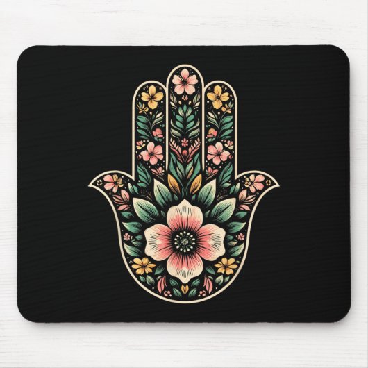 Hamsa Khamsaクール Symbol InフローラアートスタイルChris マウスパッド (正面)