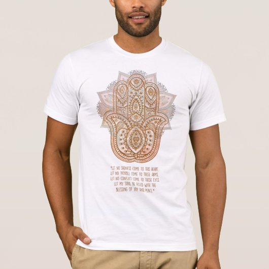 Hamsá or Chamsá Prayer - Hand of Fatima Tシャツ (正面)