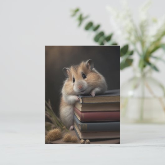 Hamster and books postcard ポストカード (スタンド正面)