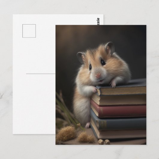 Hamster and books postcard ポストカード (正面/裏面)