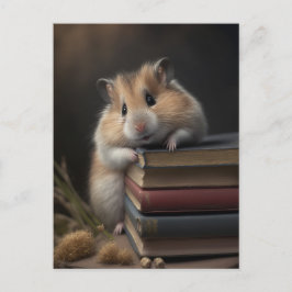 Hamster and books postcard ポストカード