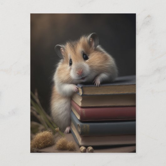 Hamster and books postcard ポストカード (正面)