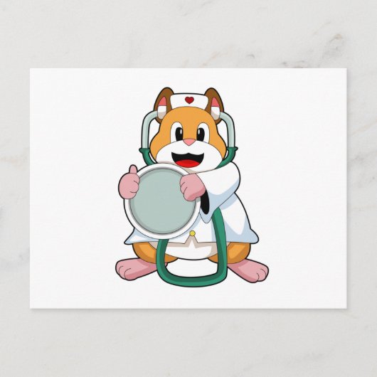 Hamster as Doctor with Stethoscope.PNG ポストカード (正面)