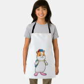 Hamster as student with Backpack & Cap エプロン (インサイチュ)