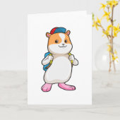 Hamster as student with Backpack & Cap カード (黄色い花)