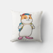 Hamster as student with Backpack & Cap クッション (正面)
