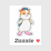 Hamster as student with Backpack & Cap シール (シート)