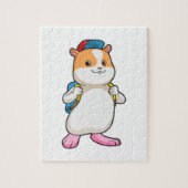 Hamster as student with Backpack & Cap ジグソーパズル (縦)
