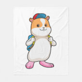 Hamster as Student with Backpack & Cap フリースブランケット (正面)