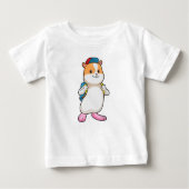 Hamster as student with Backpack & Cap ベビーTシャツ (正面)