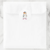 Hamster as student with Backpack & Cap ラウンドシール (バッグ)