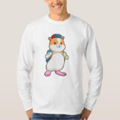 Hamster as student with Backpack & Cap Tシャツ (正面)