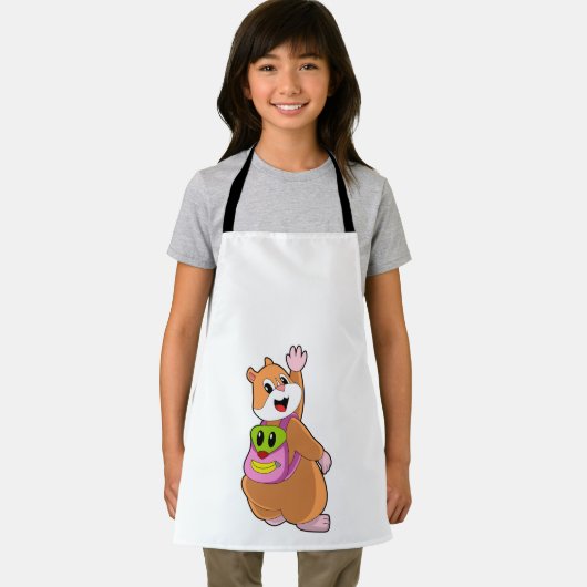 Hamster as Student with Backpack.PNG エプロン (インサイチュ)