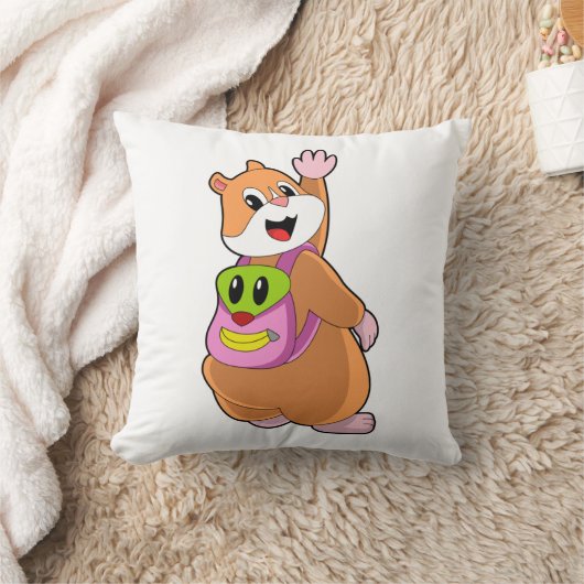 Hamster as Student with Backpack.PNG クッション (ブランケット)