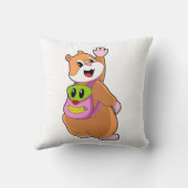 Hamster as Student with Backpack.PNG クッション (裏面)