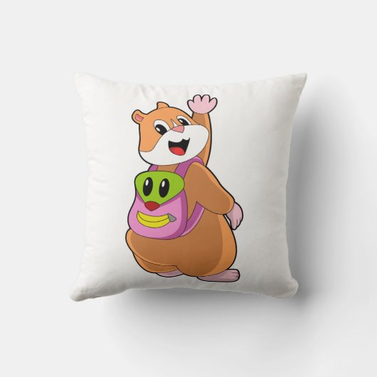 Hamster as Student with Backpack.PNG クッション (裏面)