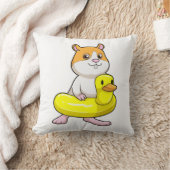 Hamster atビーチとDuck as Swim ring クッション (ブランケット)
